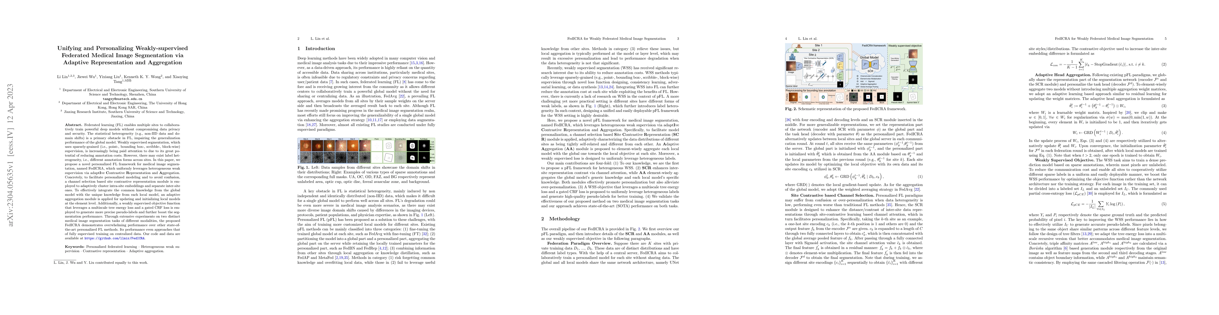 Thumbnail for Unifying and Personalizing Weakly-supervised Federated Medical Image
  Segmentation via Adaptive Representation and Aggregation