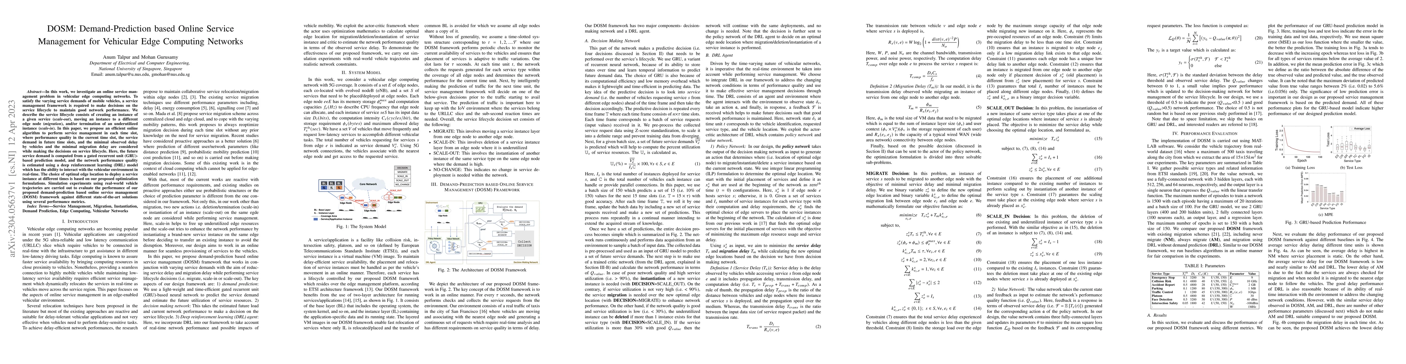 Thumbnail for DOSM: Demand-Prediction based Online Service Management for Vehicular
  Edge Computing Networks