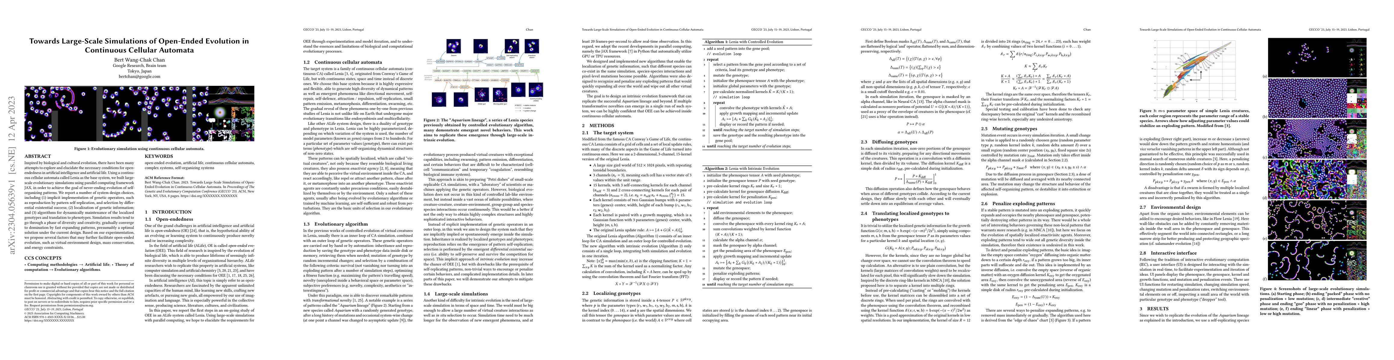 Thumbnail for Towards Large-Scale Simulations of Open-Ended Evolution in Continuous
  Cellular Automata