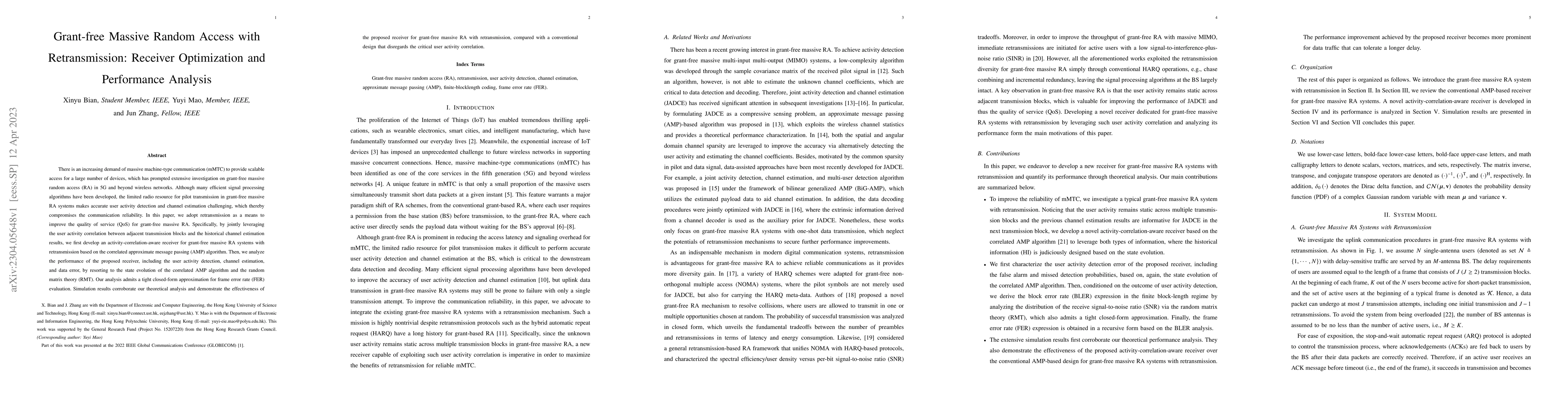 Thumbnail for Grant-free Massive Random Access with Retransmission: Receiver
  Optimization and Performance Analysis