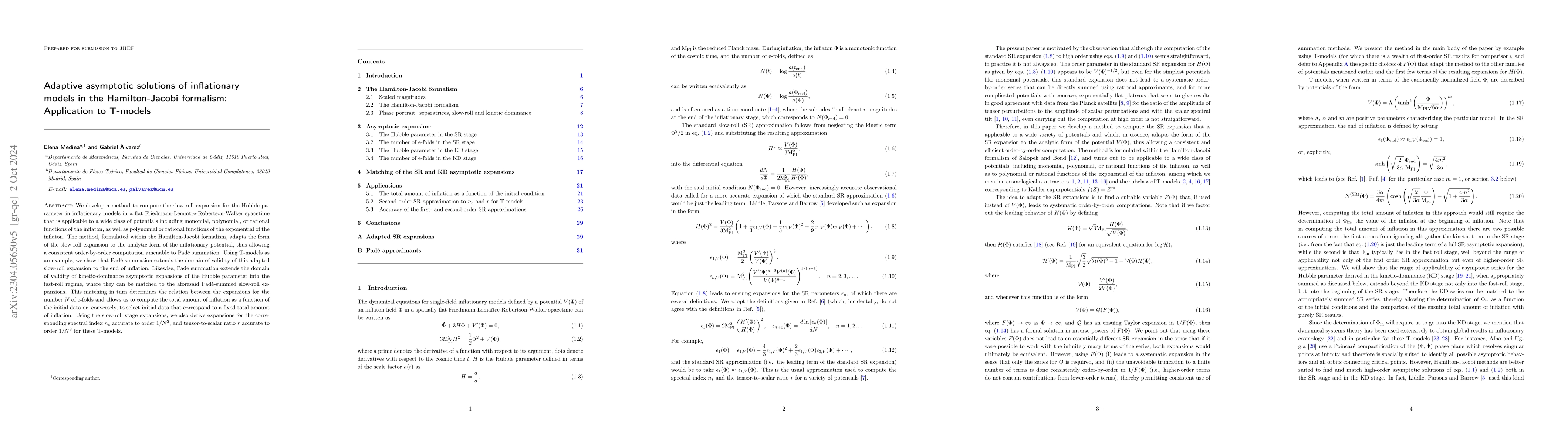 Thumbnail for Adaptive asymptotic solutions of inflationary models in the
  Hamilton-Jacobi formalism: Application to T-models