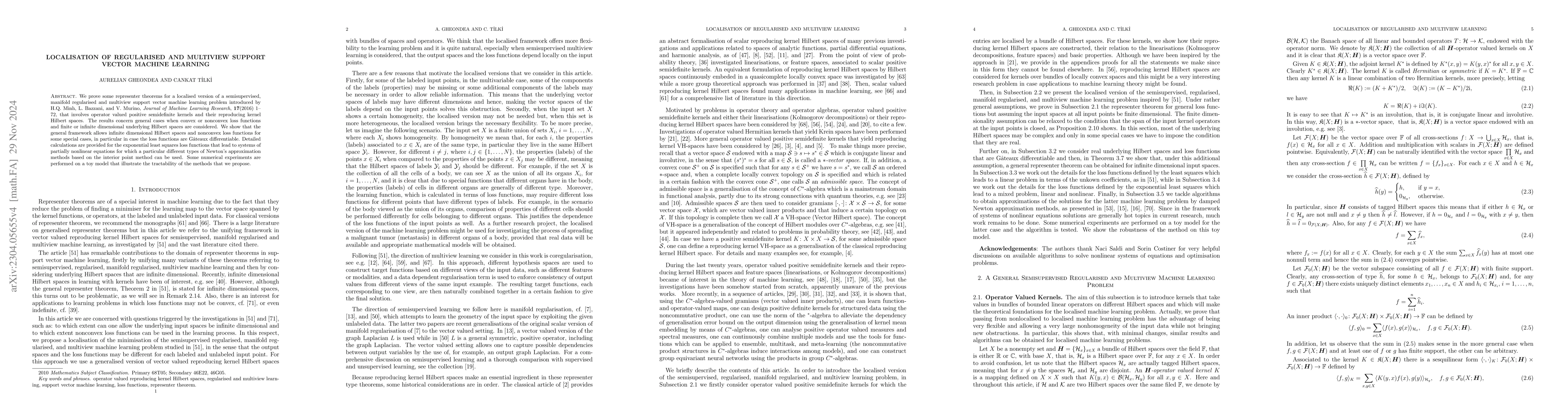 Thumbnail for Localisation of Regularised and Multiview Support Vector Machine
  Learning