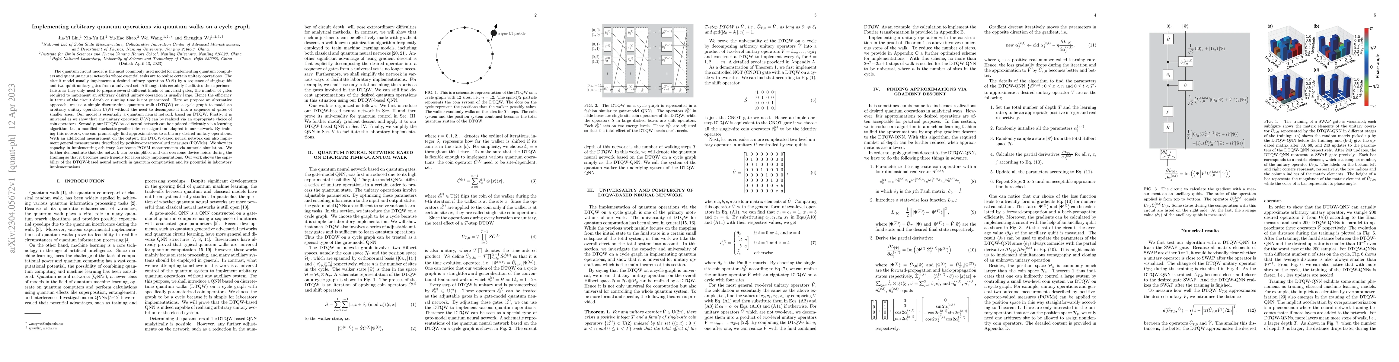 Thumbnail for Implementing arbitrary quantum operations via quantum walks on a cycle
  graph