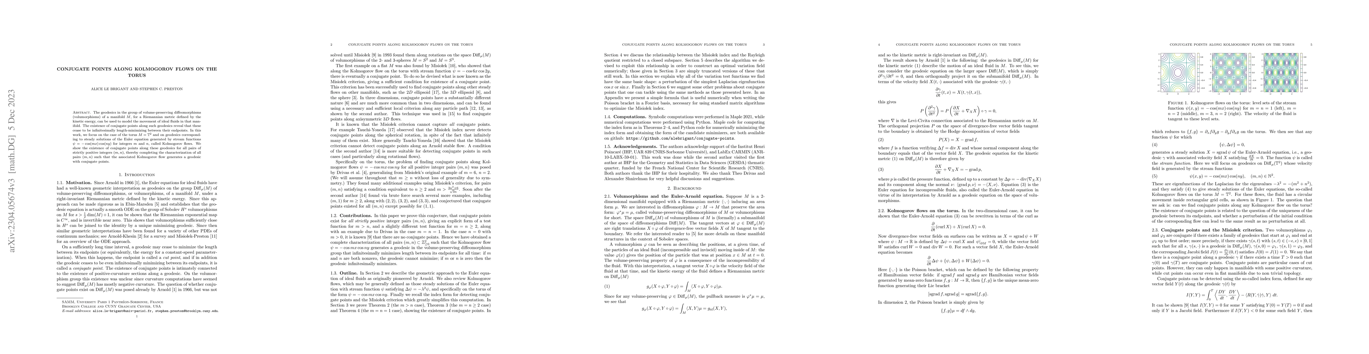 Thumbnail for Conjugate points along Kolmogorov flows on the torus