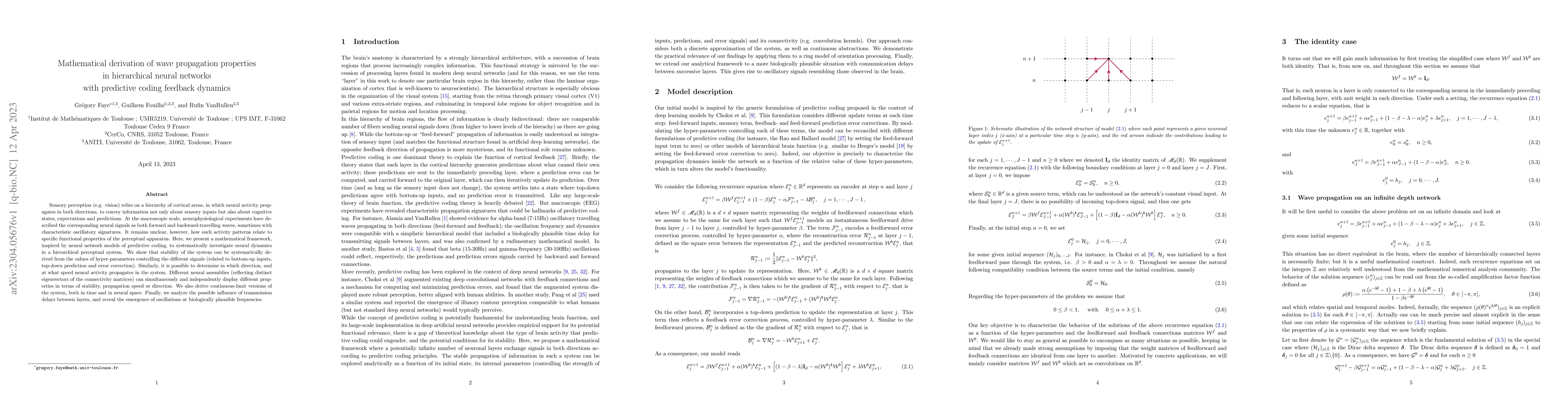 Thumbnail for Mathematical derivation of wave propagation properties in hierarchical
  neural networks with predictive coding feedback dynamics