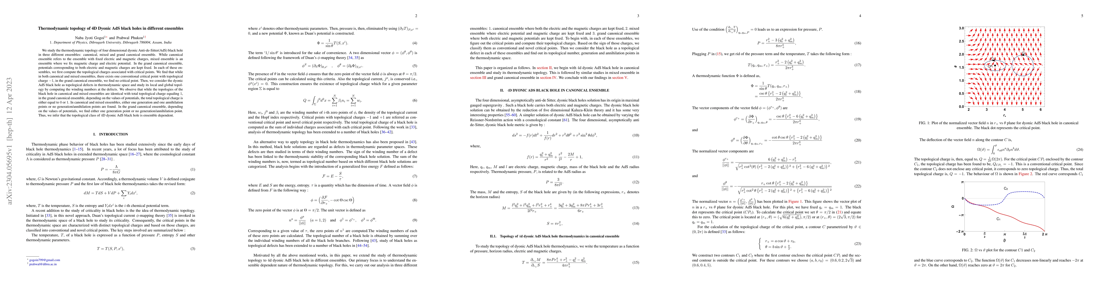 Thumbnail for Thermodynamic topology of 4D Dyonic AdS black holes in different
  ensembles