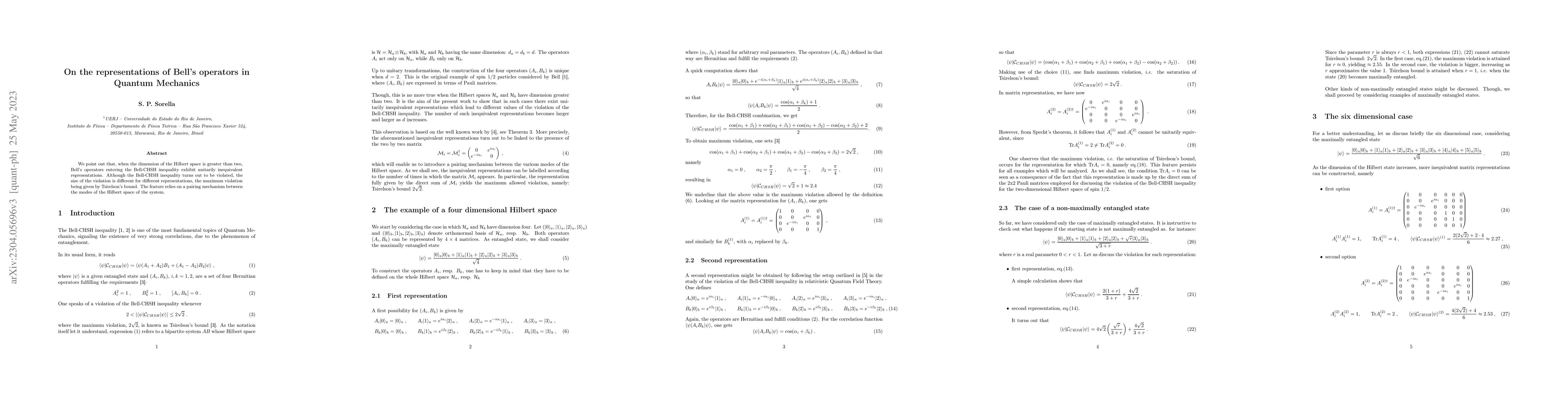 Thumbnail for On the representations of Bell's operators in Quantum Mechanics