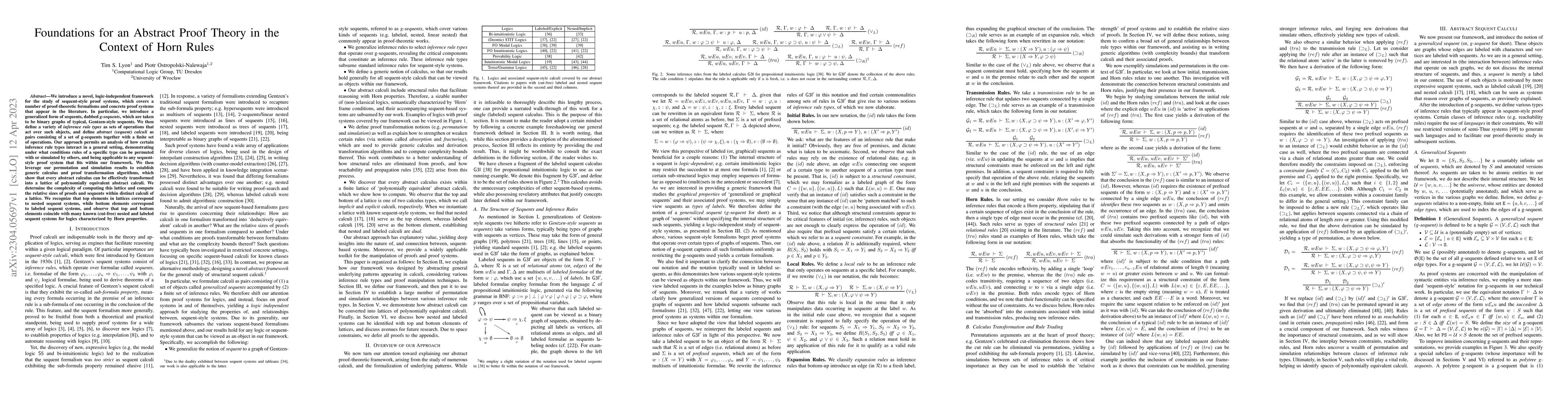 Thumbnail for Foundations for an Abstract Proof Theory in the Context of Horn Rules