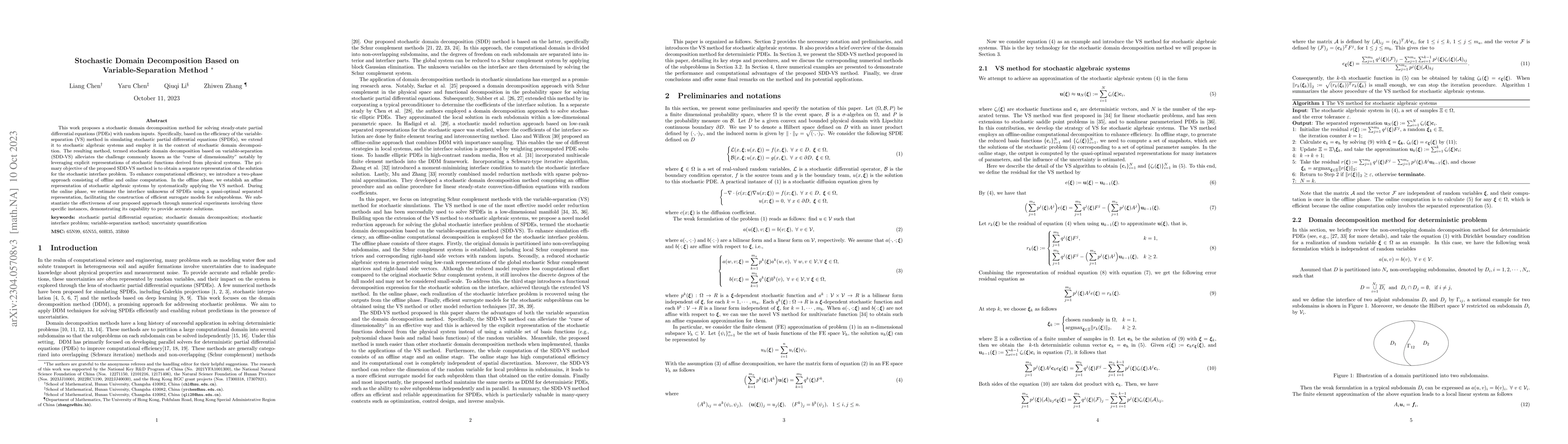 Thumbnail for Stochastic Domain Decomposition Based on Variable-Separation Method