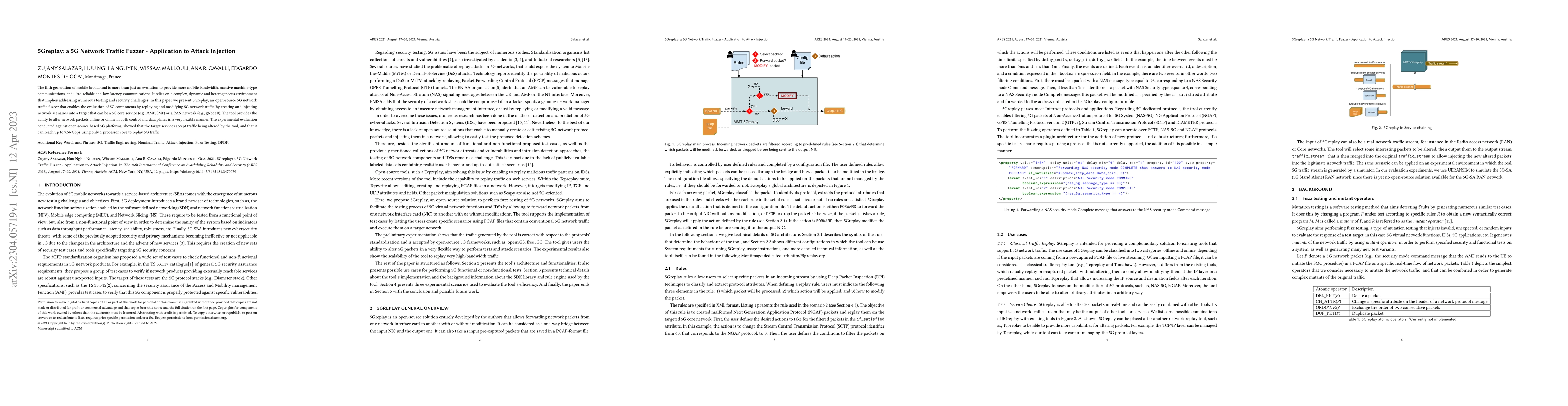 Thumbnail for 5Greplay: a 5G Network Traffic Fuzzer -- Application to Attack Injection