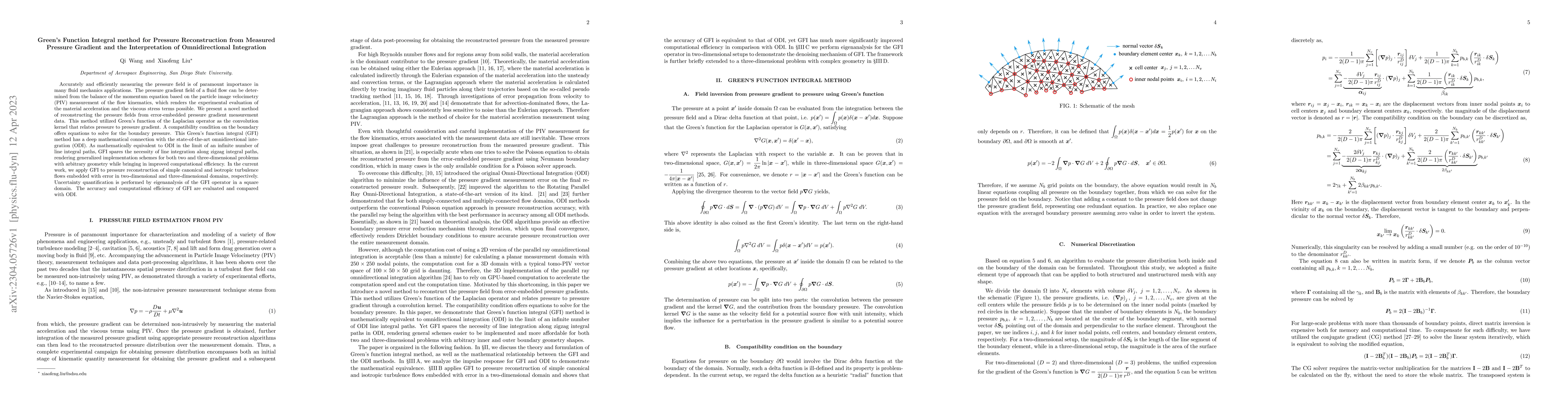 Thumbnail for Green's Function Integral method for Pressure Reconstruction from
  Measured Pressure Gradient and the Interpretation of Omnidirectional
  Integration