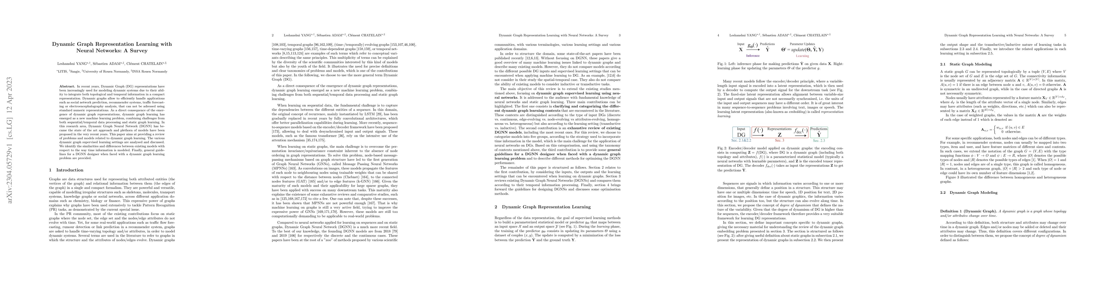 Thumbnail for Dynamic Graph Representation Learning with Neural Networks: A Survey
