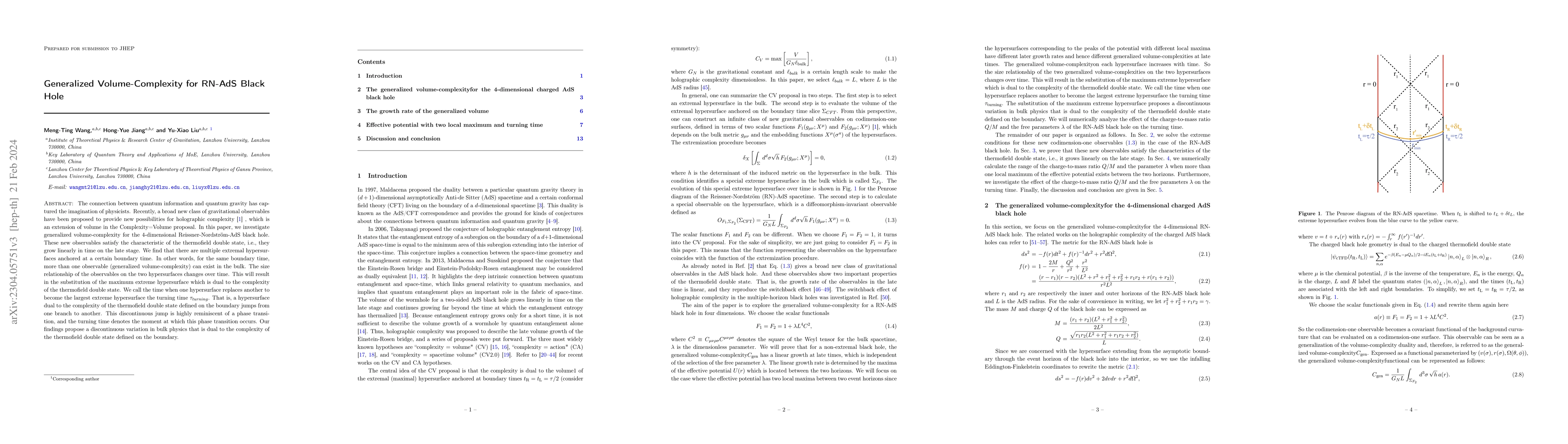 Thumbnail for Generalized Volume-Complexity for RN-AdS Black Hole