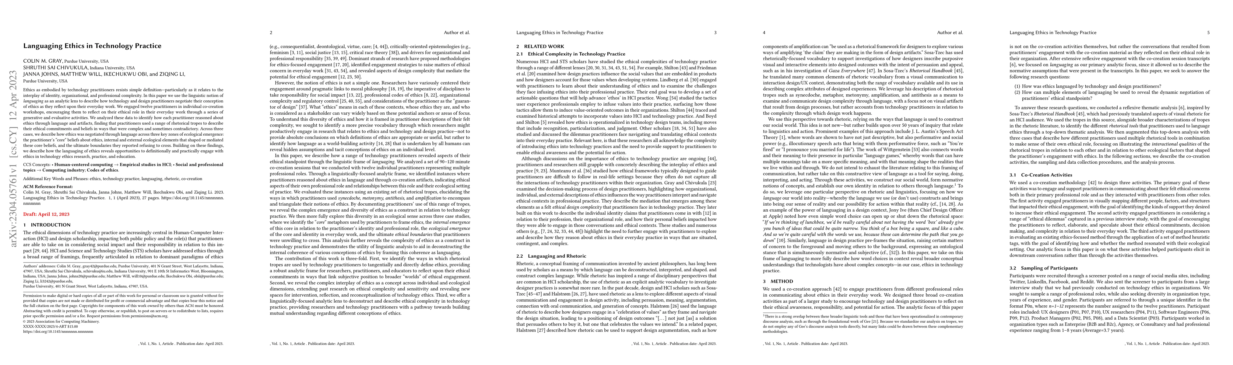 Thumbnail for Languaging Ethics in Technology Practice