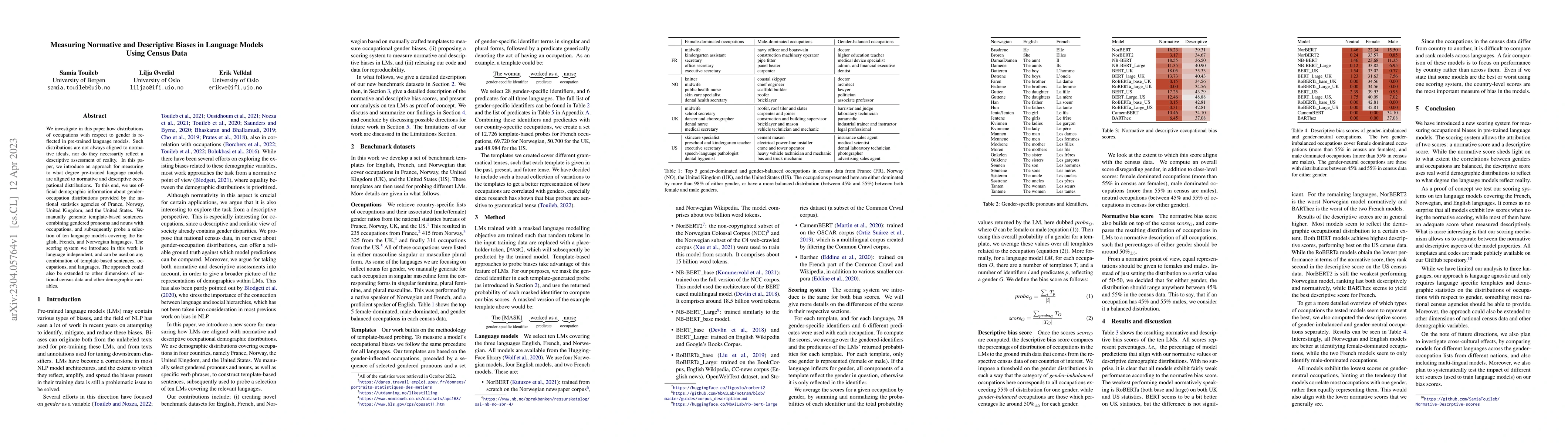 Thumbnail for Measuring Normative and Descriptive Biases in Language Models Using
  Census Data