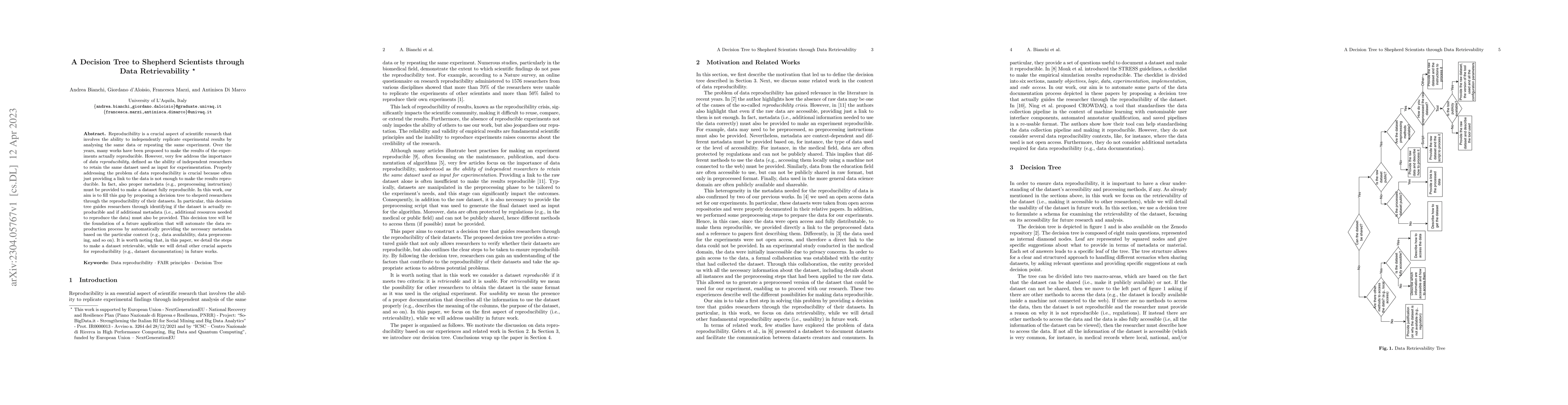 Thumbnail for A Decision Tree to Shepherd Scientists through Data Retrievability