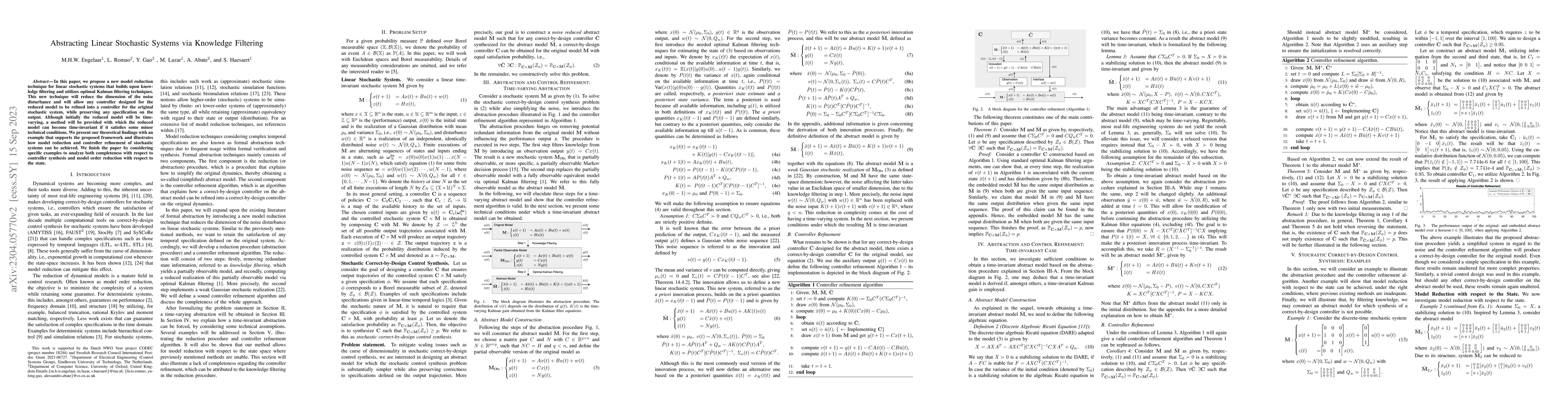 Thumbnail for Abstracting Linear Stochastic Systems via Knowledge Filtering