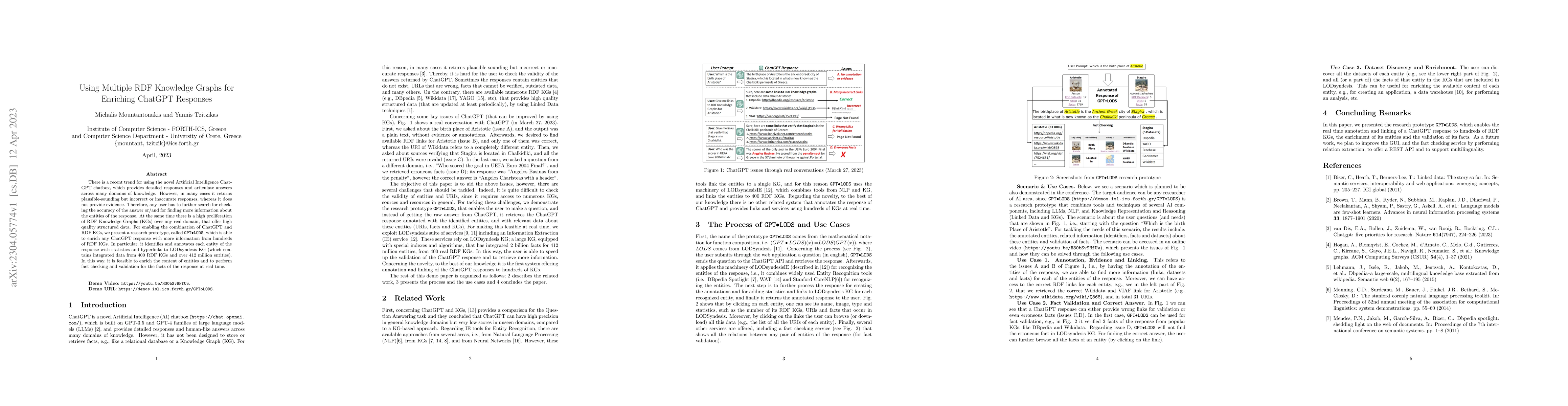 Thumbnail for Using Multiple RDF Knowledge Graphs for Enriching ChatGPT Responses