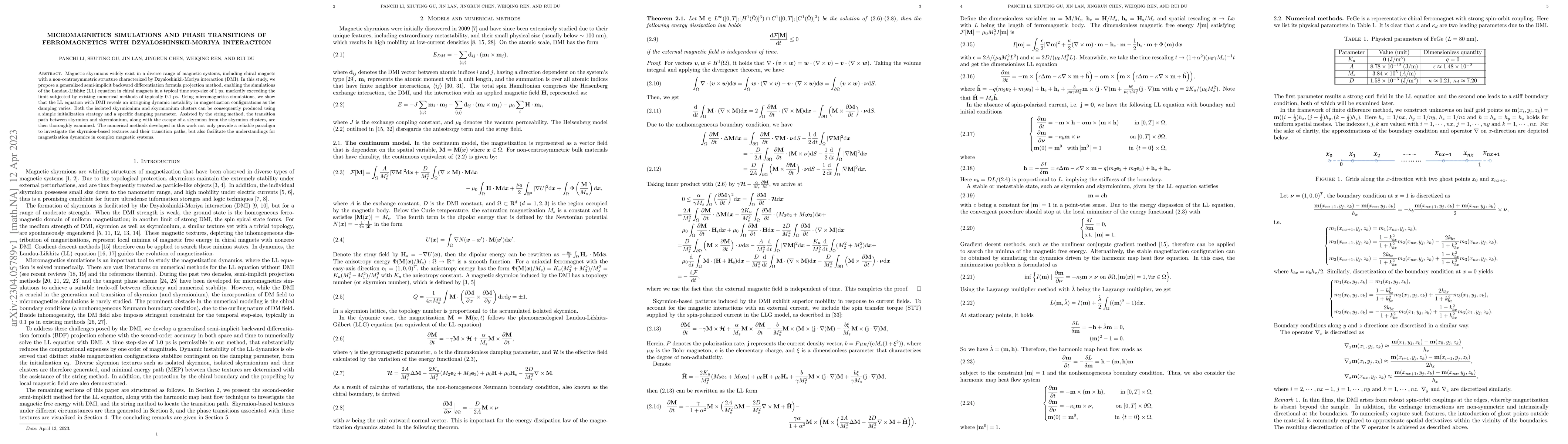 Thumbnail for Micromagnetics simulations and phase transitions of ferromagnetics with
  Dzyaloshinskii-Moriya interaction
