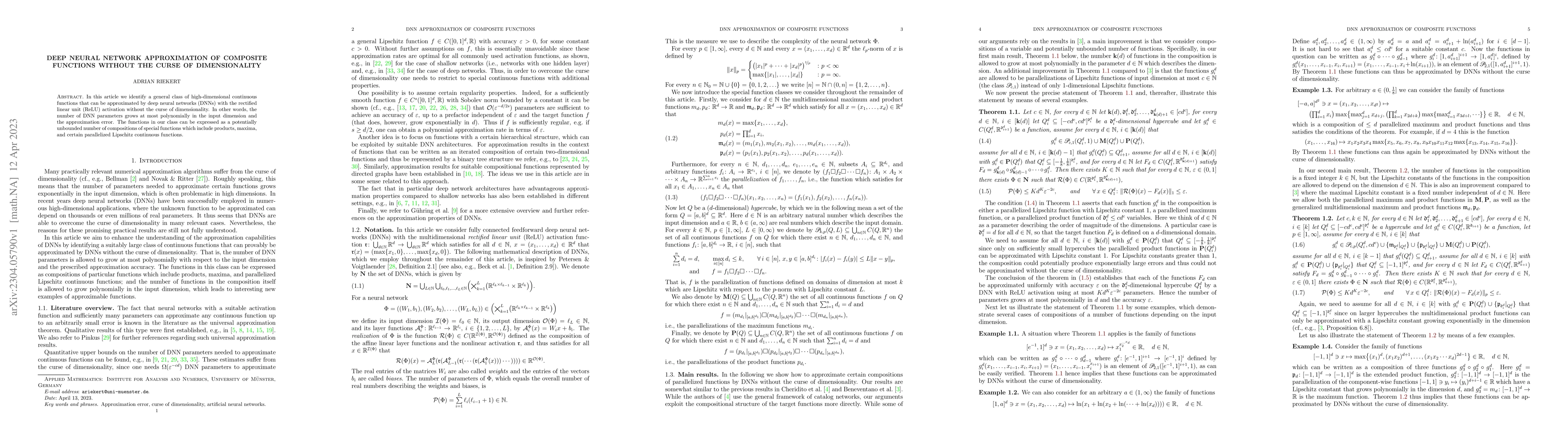 Thumbnail for Deep neural network approximation of composite functions without the
  curse of dimensionality