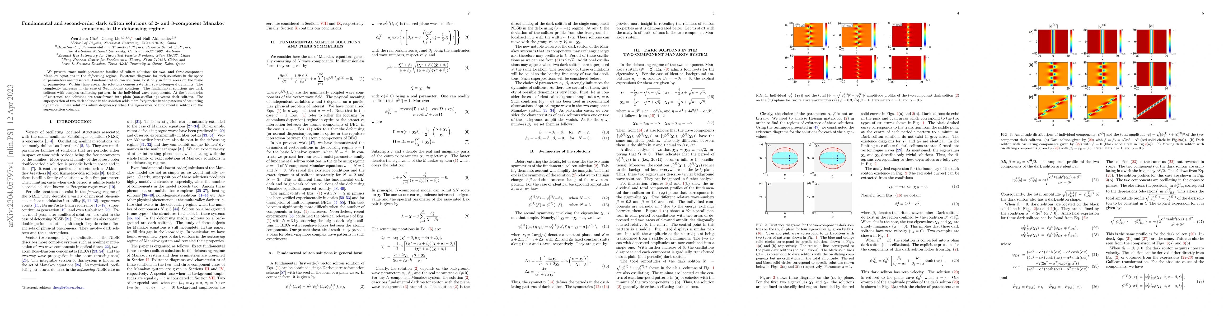 Thumbnail for Fundamental and second-order dark soliton solutions of 2- and
  3-component Manakov equations in the defocusing regime