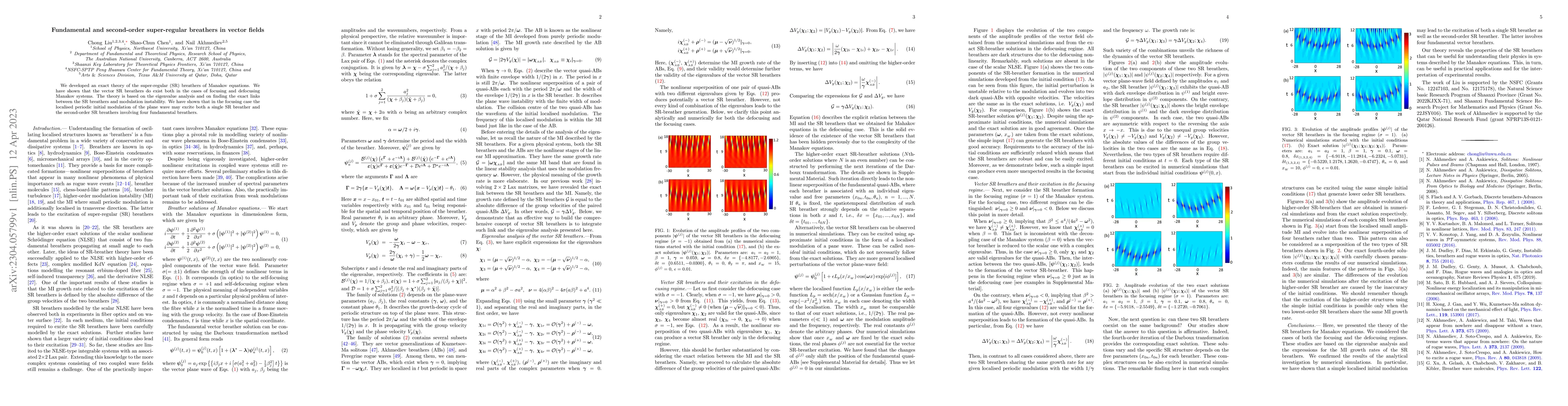 Thumbnail for Fundamental and second-order super-regular breathers in vector fields