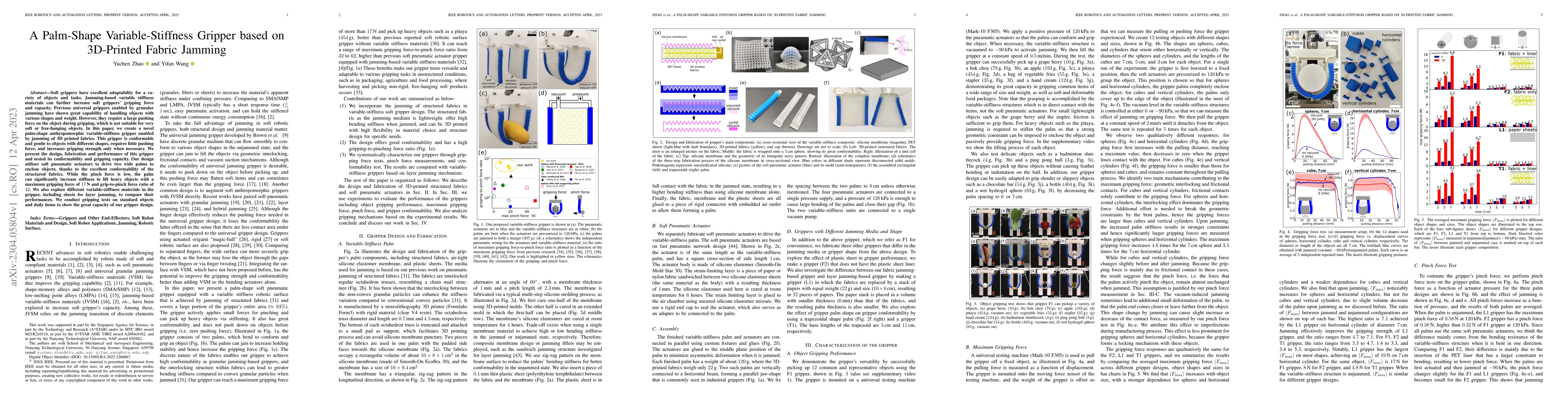 Thumbnail for A Palm-Shape Variable-Stiffness Gripper based on 3D-Printed Fabric
  Jamming