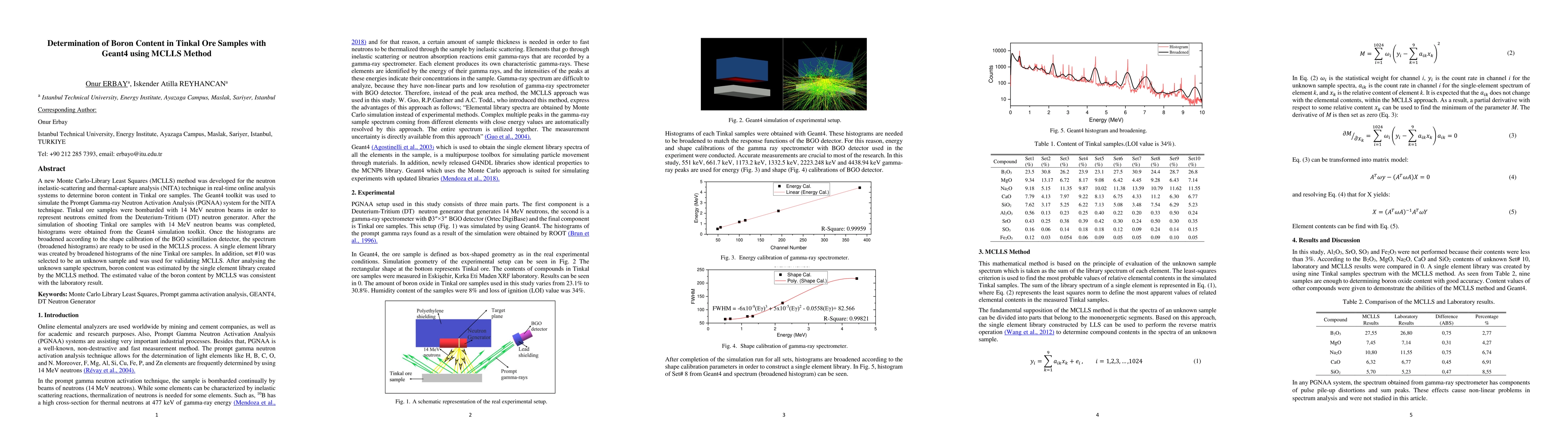 Thumbnail for Determination of Boron Content in Tinkal Ore Samples with Geant4 using
  MCLLS Method