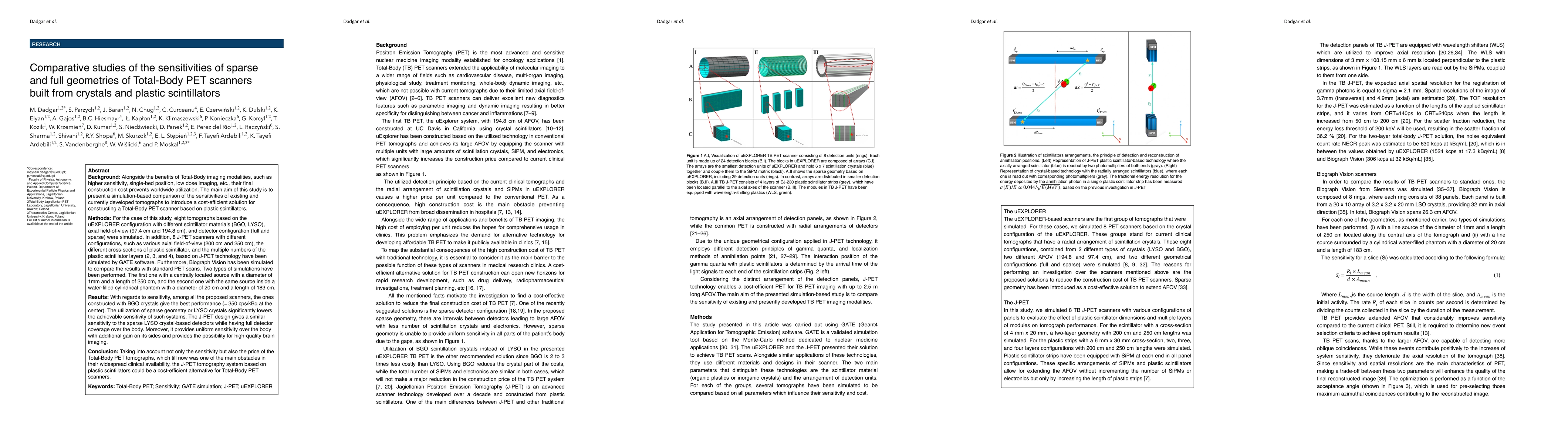 Thumbnail for Comparative studies of the sensitivities of sparse and full geometries
  of Total-Body PET scanners built from crystals and plastic scintillators