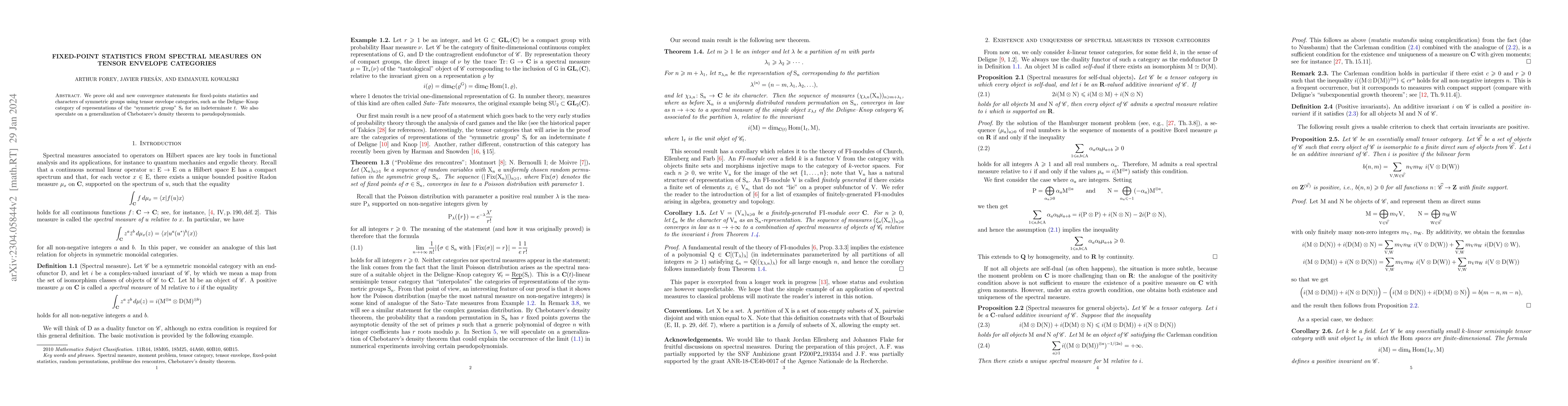 Thumbnail for Fixed-point statistics from spectral measures on tensor envelope
  categories