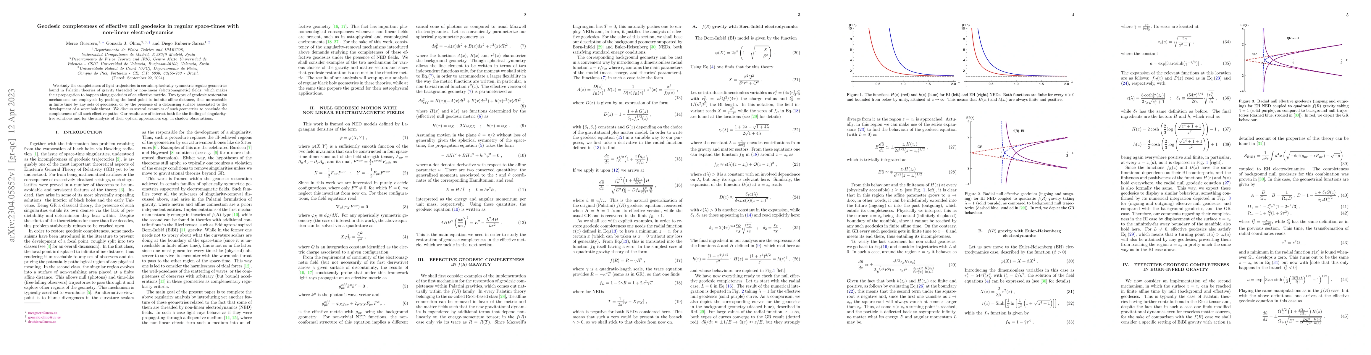 Thumbnail for Geodesic completeness of effective null geodesics in regular space-times
  with non-linear electrodynamics