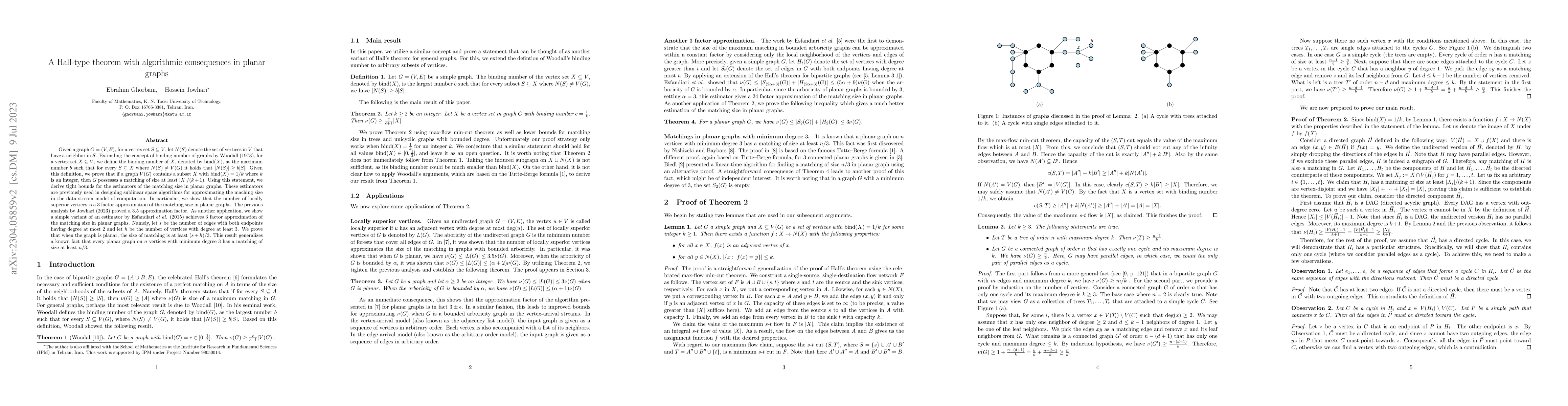 Thumbnail for A Hall-type theorem with algorithmic consequences in planar graphs