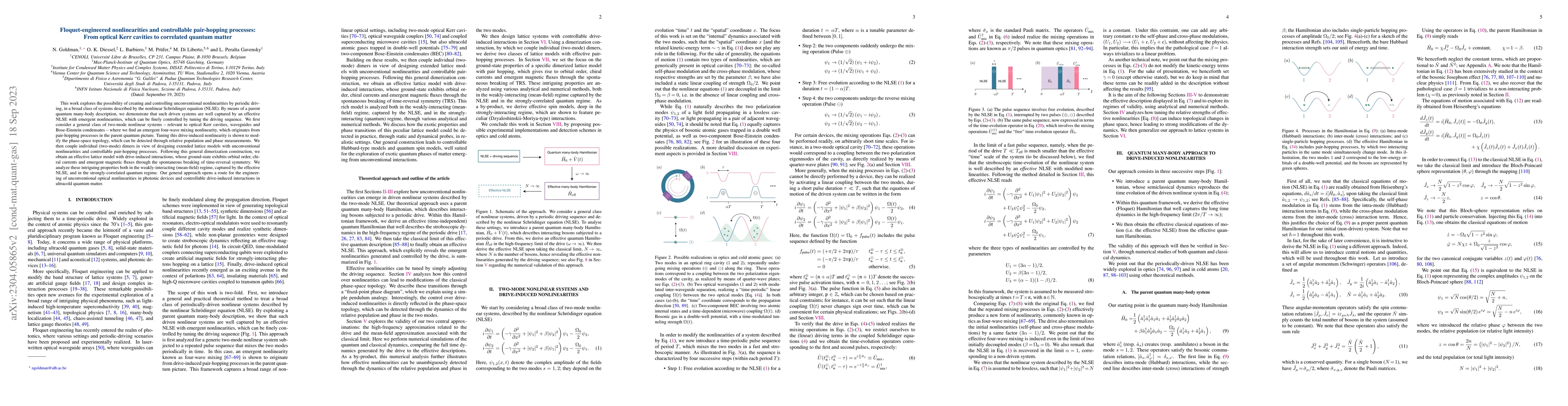 Thumbnail for Floquet-engineered nonlinearities and controllable pair-hopping
  processes: From optical Kerr cavities to correlated quantum matter