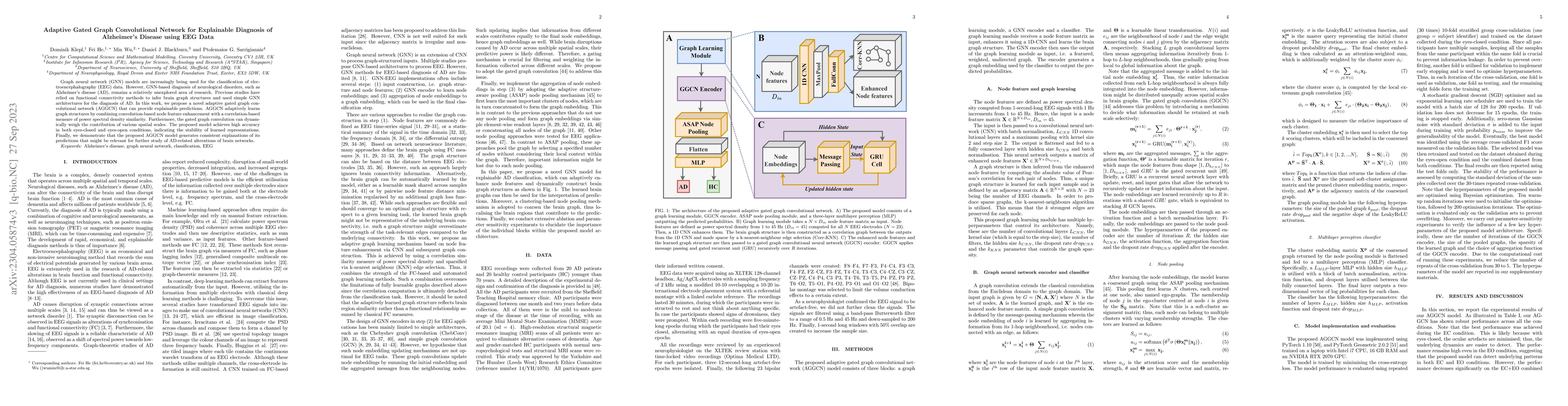 Thumbnail for Adaptive Gated Graph Convolutional Network for Explainable Diagnosis of
  Alzheimer's Disease using EEG Data