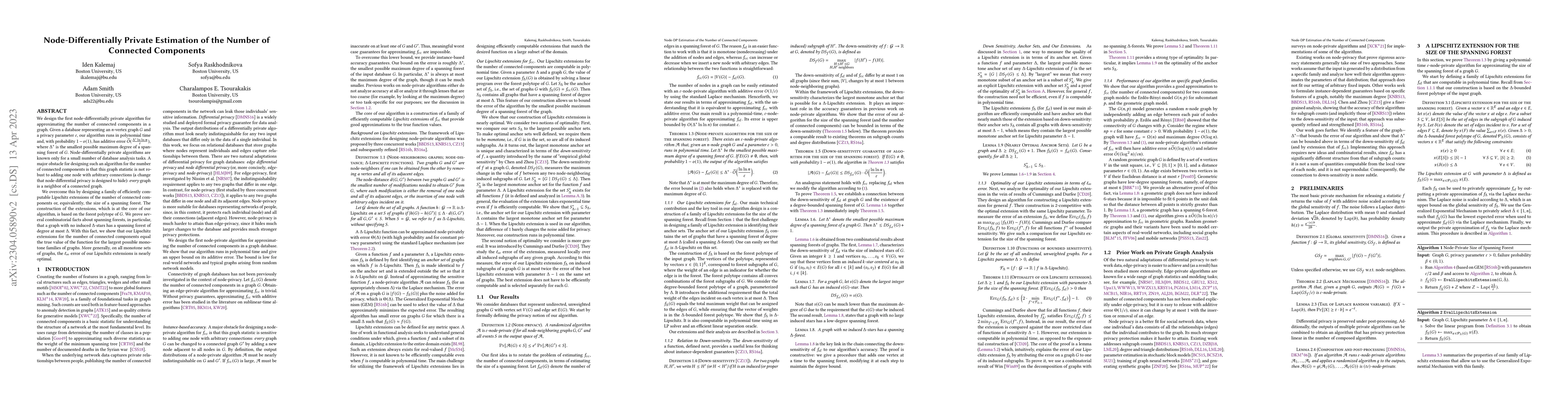 Thumbnail for Node-Differentially Private Estimation of the Number of Connected
  Components