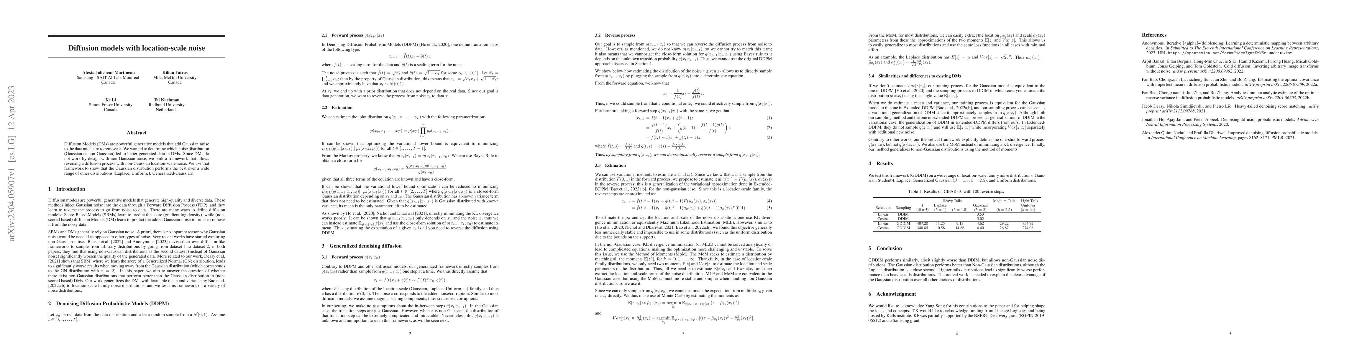 Thumbnail for Diffusion models with location-scale noise