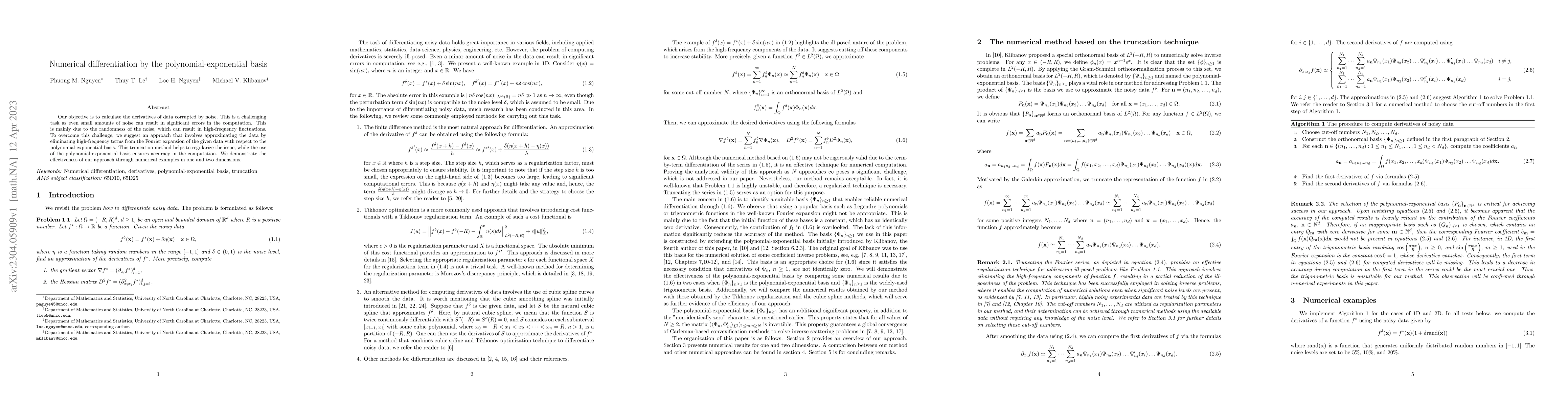 Thumbnail for Numerical differentiation by the polynomial-exponential basis