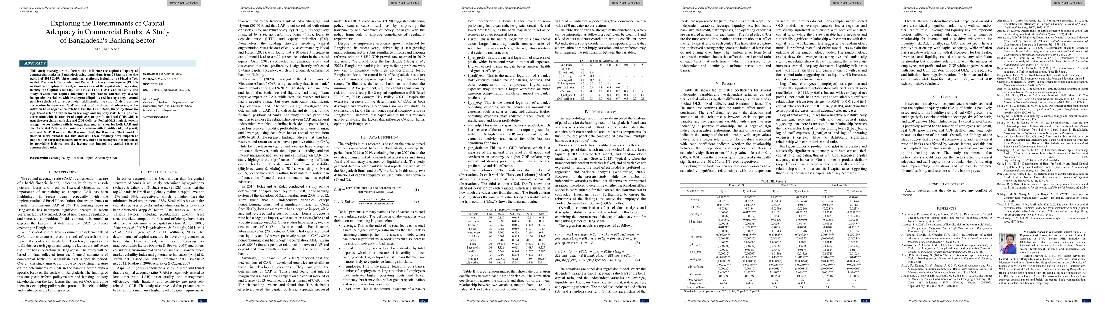 Thumbnail for Exploring the Determinants of Capital Adequacy in Commercial Banks: A
  Study of Bangladesh's Banking Sector