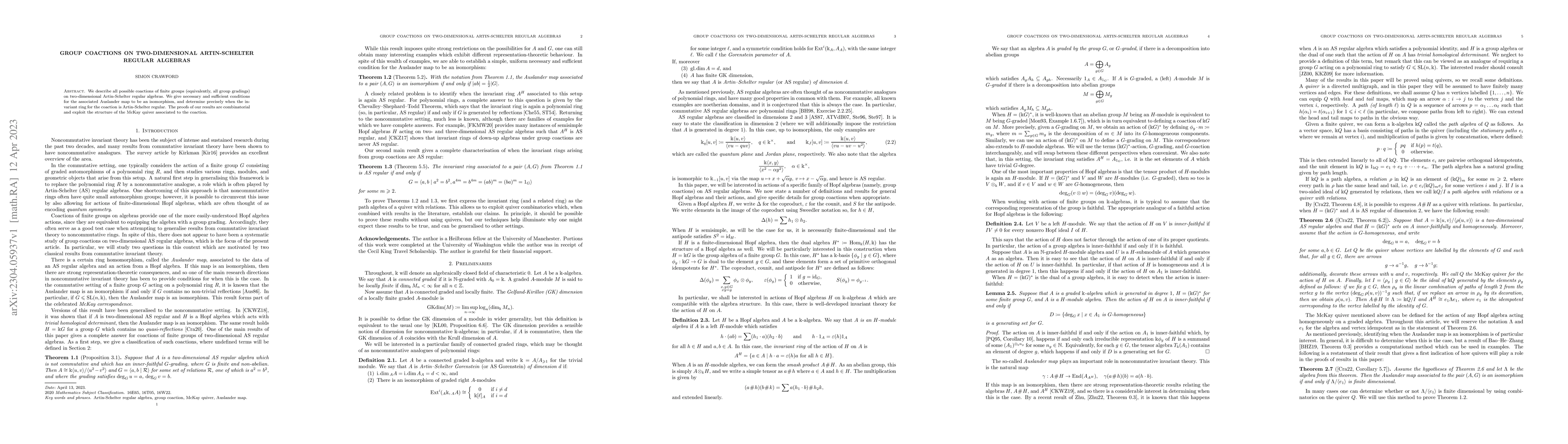 Thumbnail for Group coactions on two-dimensional Artin-Schelter regular algebras