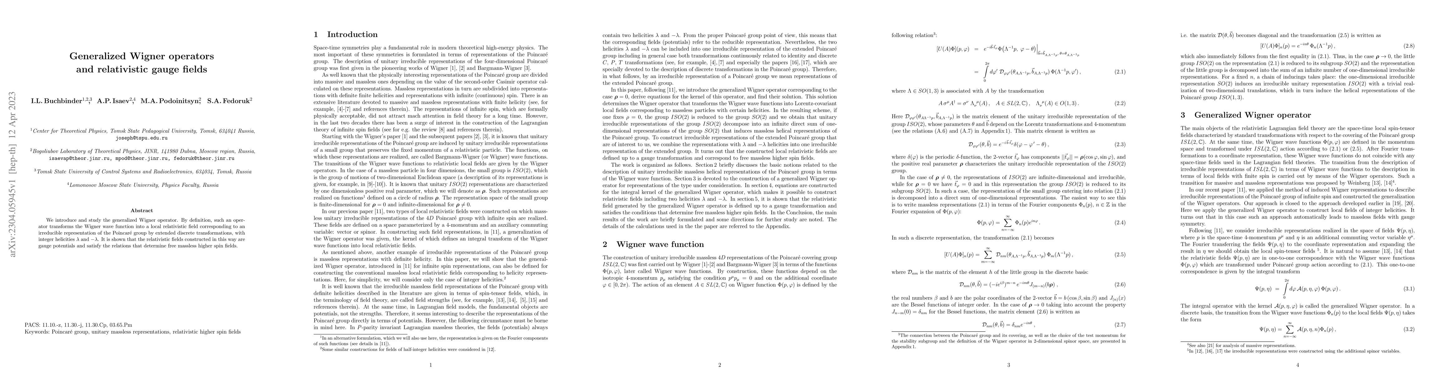 Thumbnail for Generalized Wigner operators and relativistic gauge fields