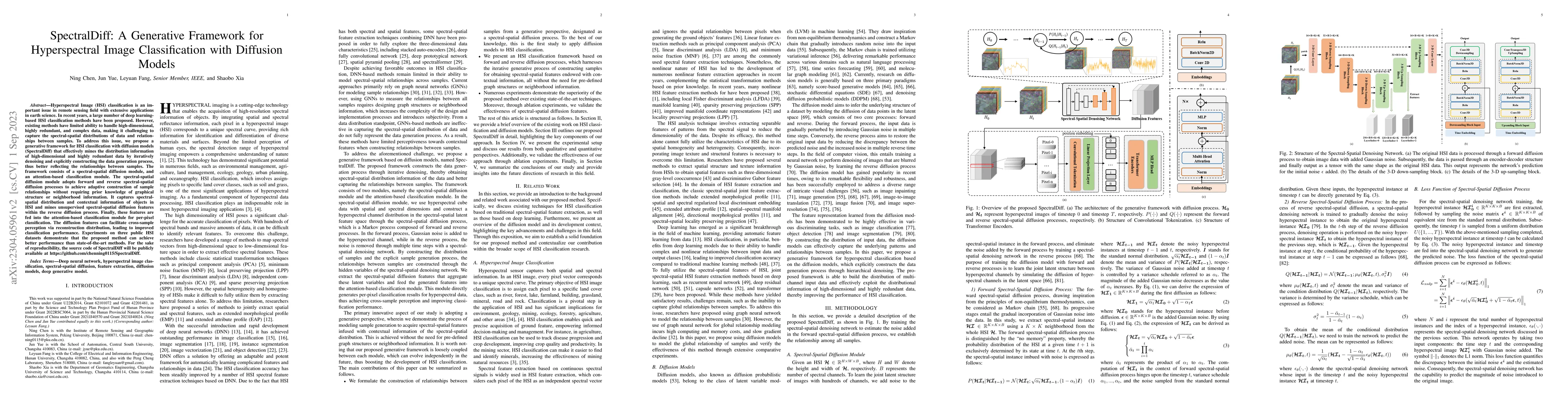 Thumbnail for SpectralDiff: A Generative Framework for Hyperspectral Image
  Classification with Diffusion Models