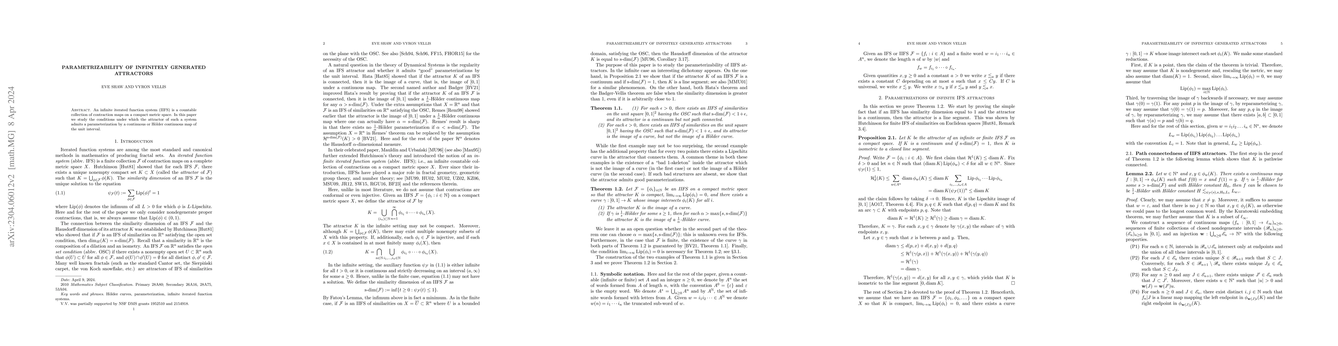 Thumbnail for Parametrizability of infinitely generated attractors