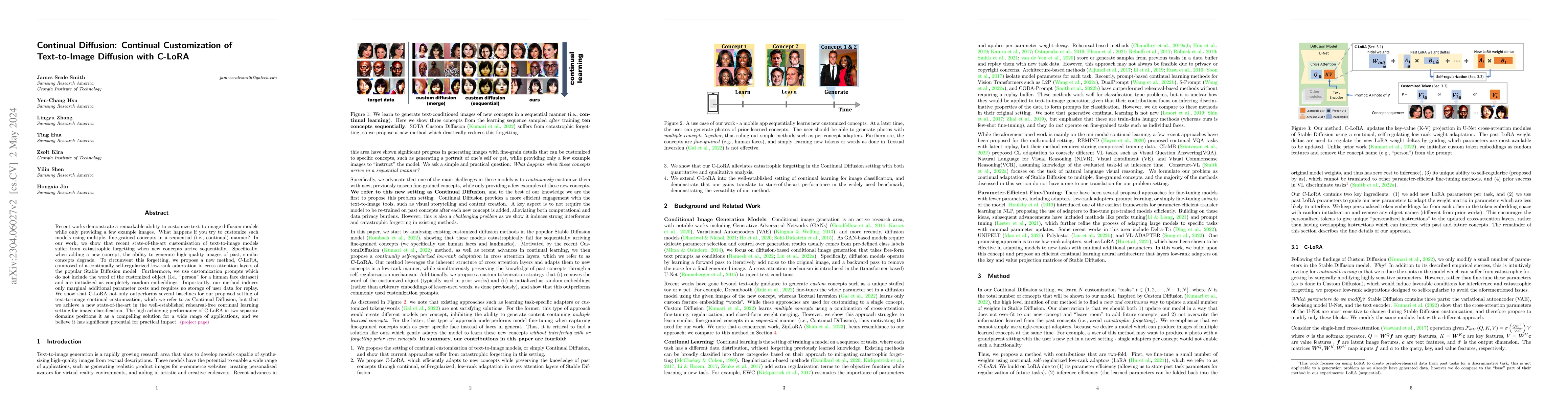 Thumbnail for Continual Diffusion: Continual Customization of Text-to-Image Diffusion
  with C-LoRA