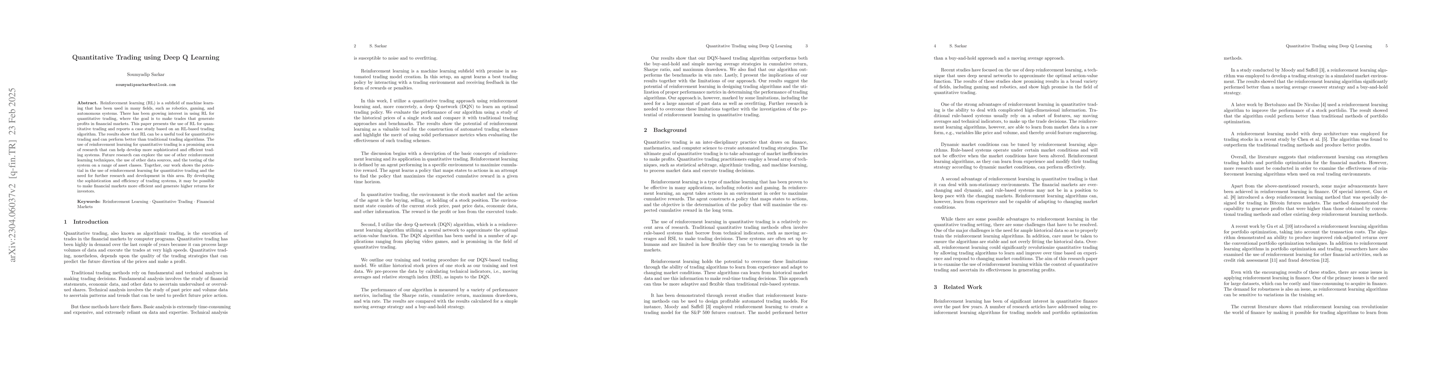 Thumbnail for Quantitative Trading using Deep Q Learning