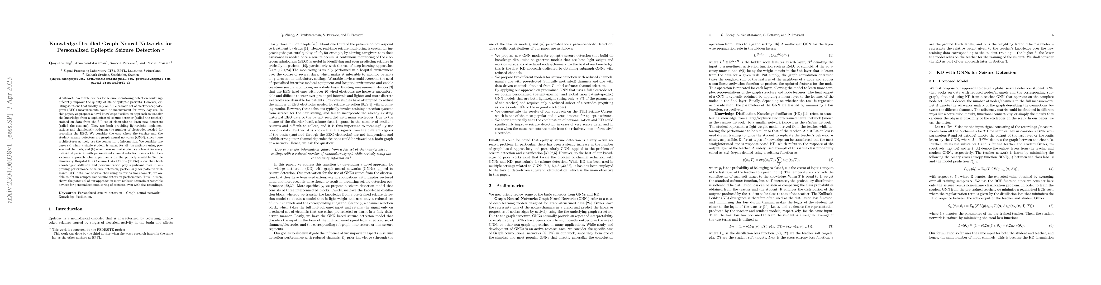 Thumbnail for Knowledge-Distilled Graph Neural Networks for Personalized Epileptic
  Seizure Detection