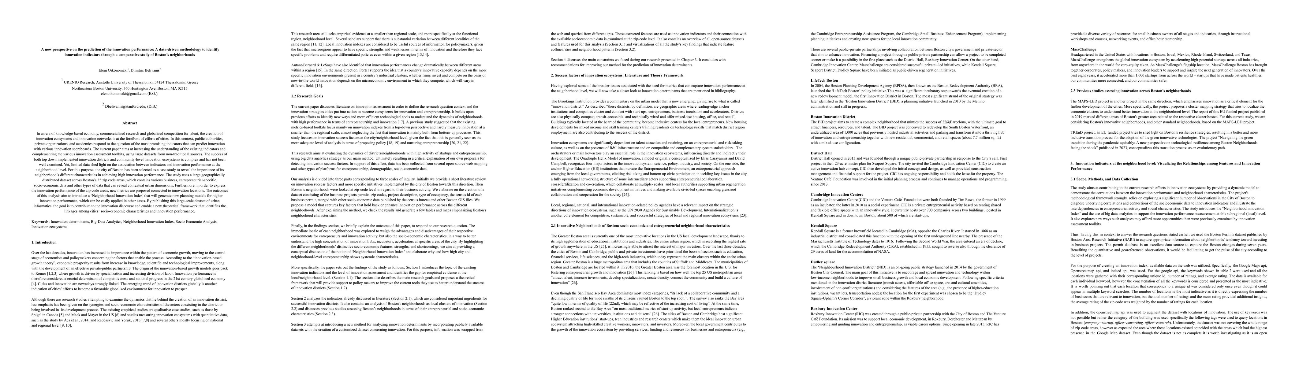 Thumbnail for A new perspective on the prediction of the innovation performance: A
  data driven methodology to identify innovation indicators through a
  comparative study of Boston's neighborhoods