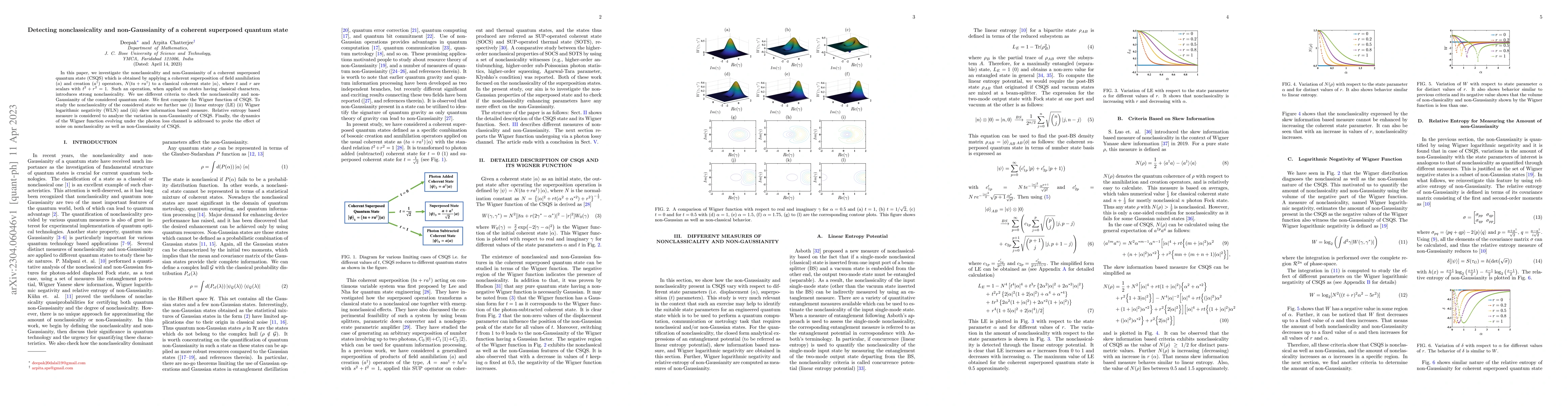 Thumbnail for Detecting nonclassicality and non-Gaussianity of a coherent superposed
  quantum state