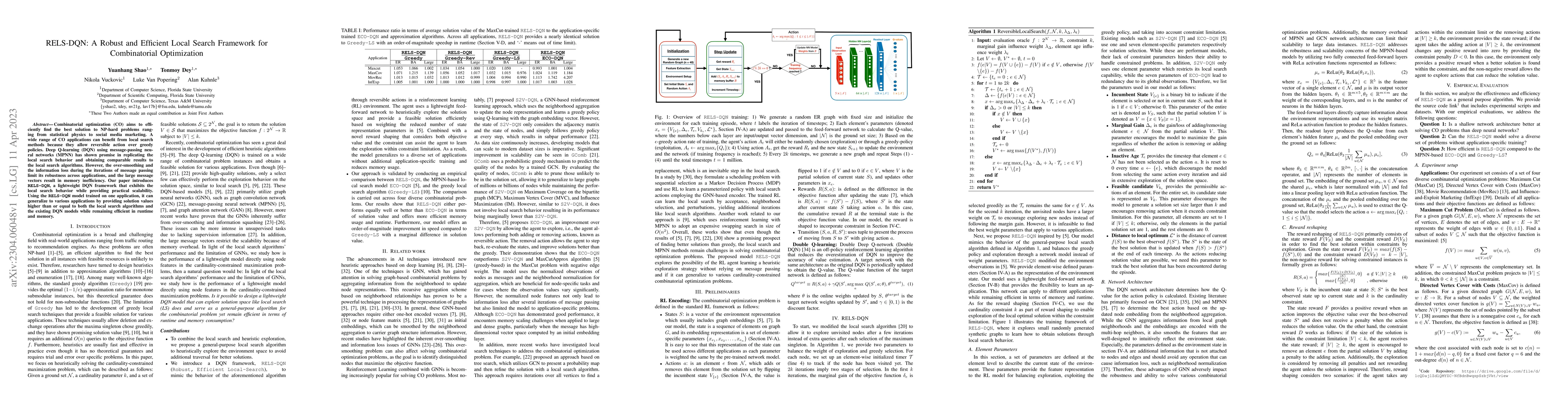 Thumbnail for RELS-DQN: A Robust and Efficient Local Search Framework for
  Combinatorial Optimization