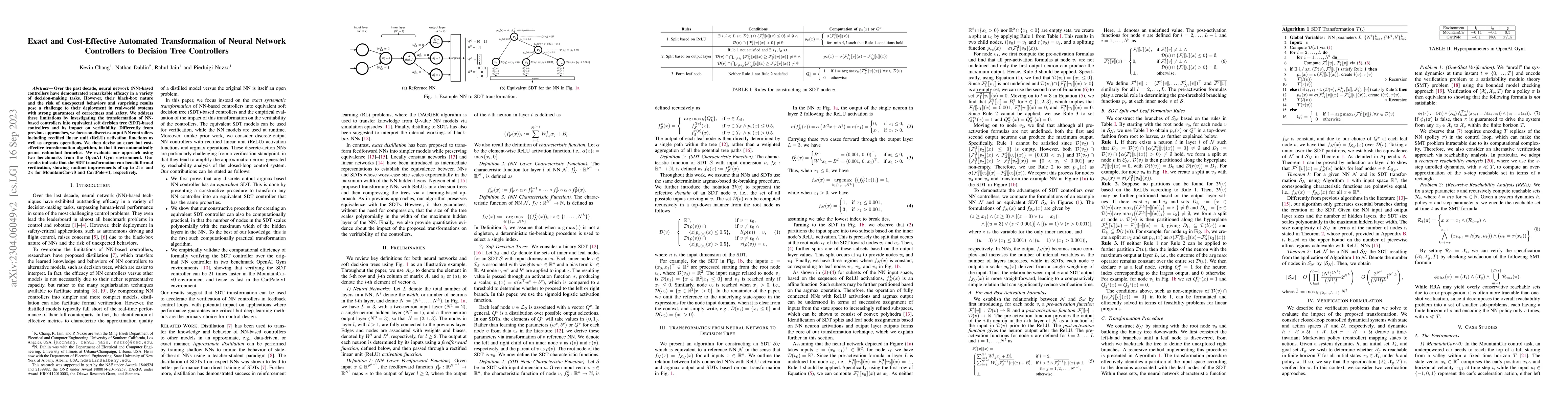 Thumbnail for Exact and Cost-Effective Automated Transformation of Neural Network
  Controllers to Decision Tree Controllers
