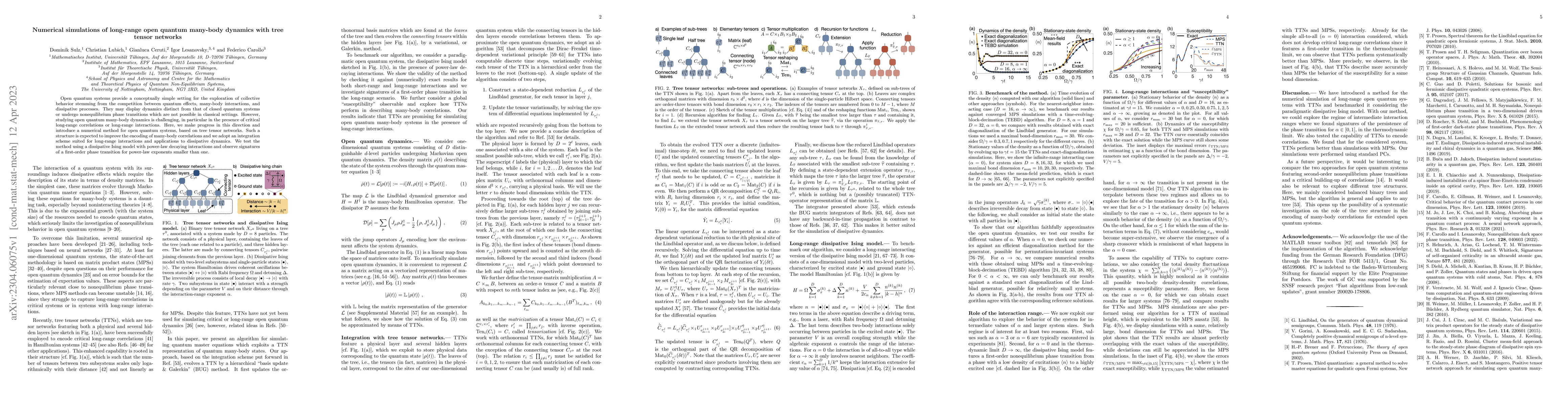 Thumbnail for Numerical simulations of long-range open quantum many-body dynamics with
  tree tensor networks
